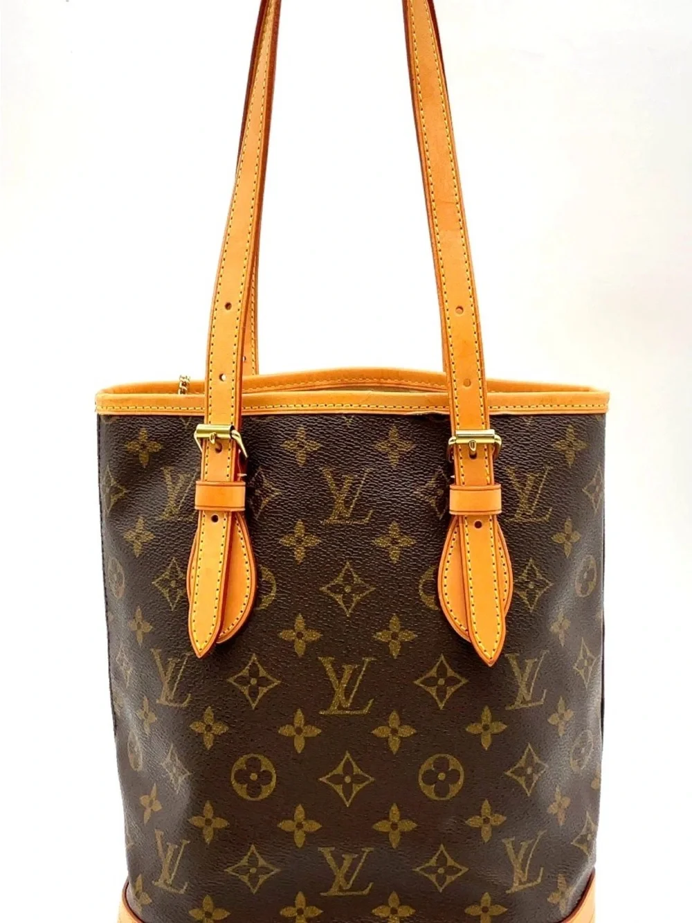 Louis Vuitton Brown Monogram Canvas PM Bucket Tote with Vachetta Handles